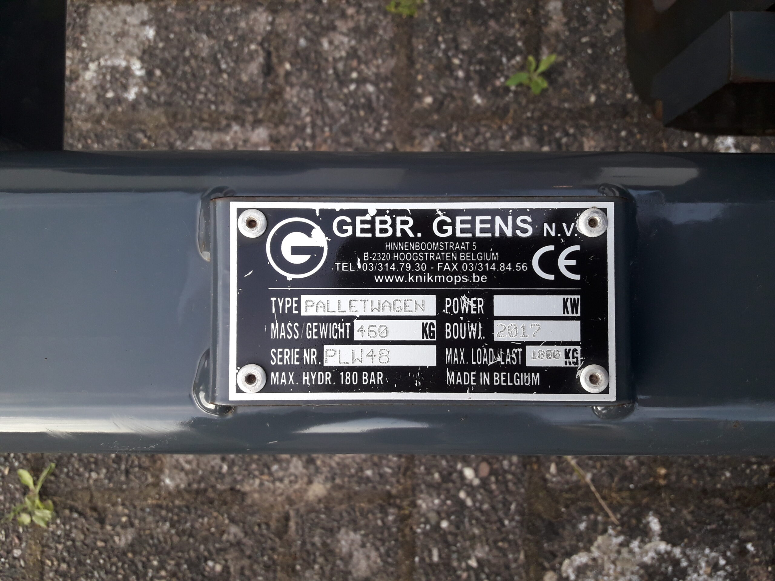 Knikmops Geens pallettransportwagen pallet transport kar wagen te koop kopen verkoop gebruikt